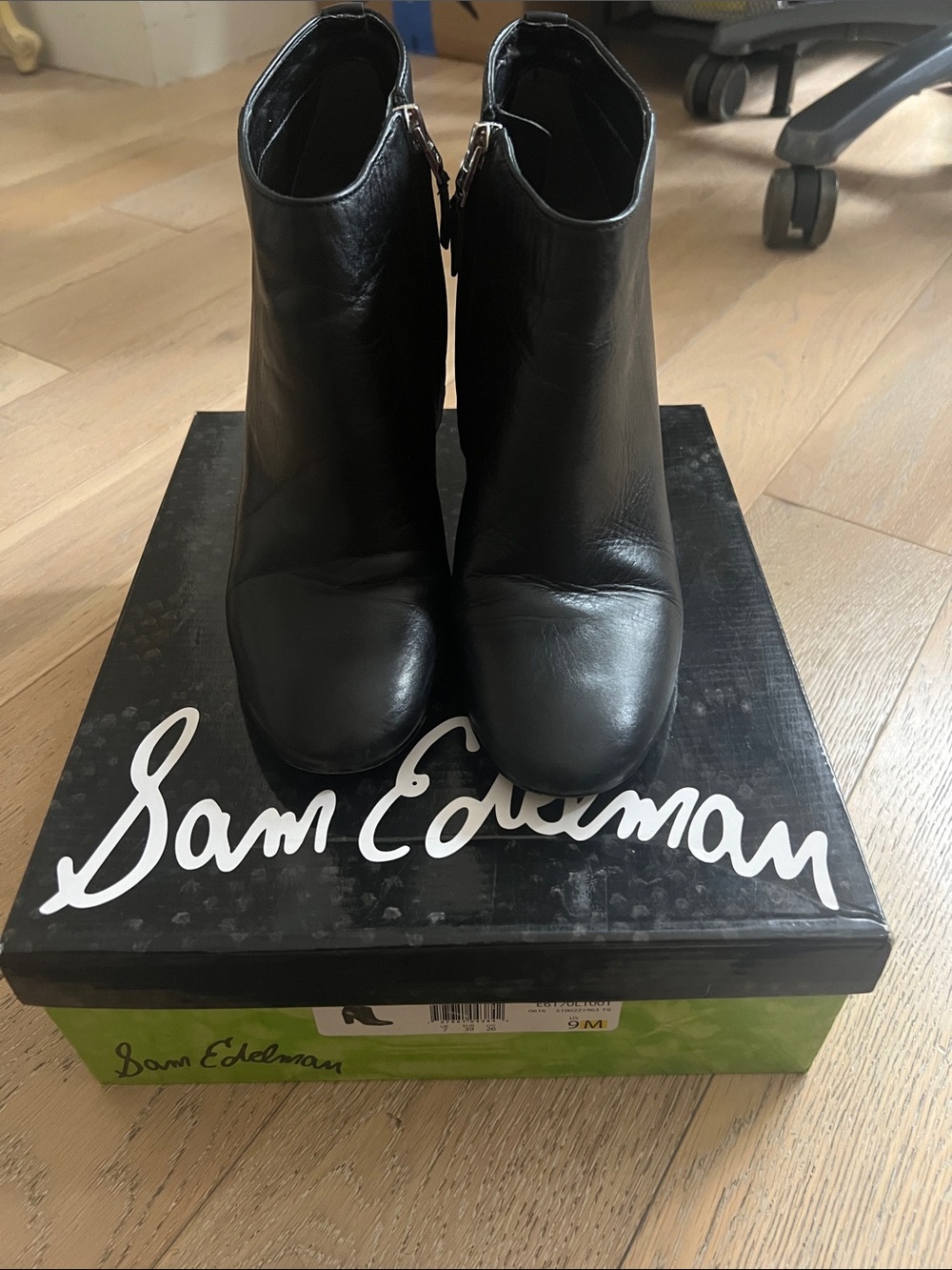 Sam Edelman Black Leather Ankle Booties with Side Zip
